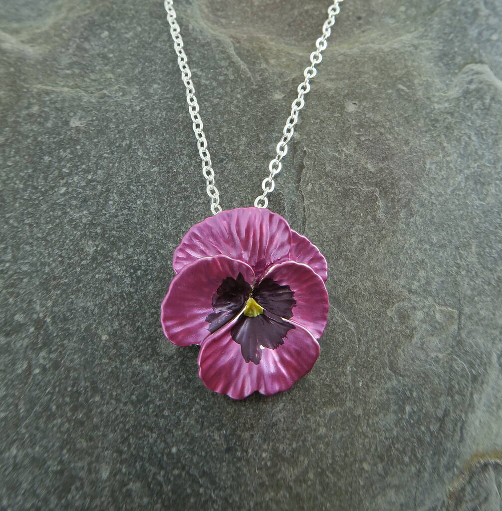 Pansy Pink Flower Pendant Necklace By At London Jewels