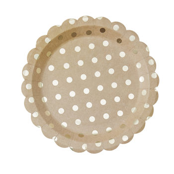 Brown Kraft And Gold Foiled Polka Dot Paper Plates, 2 of 2