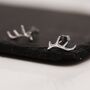 Sterling Silver Stag Deer Antler Stud Earrings, thumbnail 2 of 12
