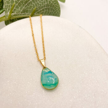 Aqua Blue Dainty Teardrop Necklace For Her, 5 of 11