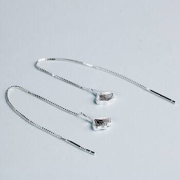 Sterling Silver Flower Petal Threader Earrings, 3 of 6