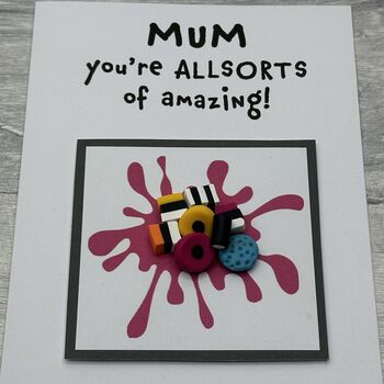 Liquorice Allsorts Polymer Clay Birthday Card Handmade, 10 of 12