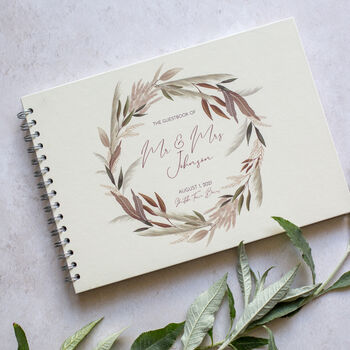 Personalised Pampas Boho Wedding Guest Book, 4 of 8