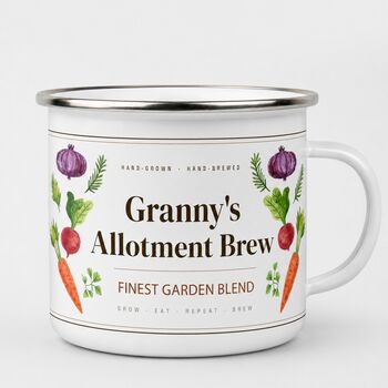 Personalised Allotment Brew Enamel Mug, 7 of 7