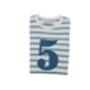 Ocean Blue + White Breton Striped Number/Age T Shirt, thumbnail 6 of 6