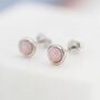 Tiny Pink Opal Dot Stud Earrings Sterling Silver, thumbnail 4 of 12