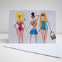 Girls On Beach Summer Fashion Birthday Card, thumbnail 1 of 5
