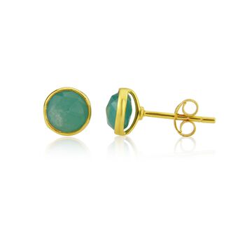 Savanne Gold Plated And Amazonite Stud Earrings, 3 of 4