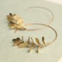 Botanical Leaf Gold Hoop Earrings, thumbnail 1 of 6
