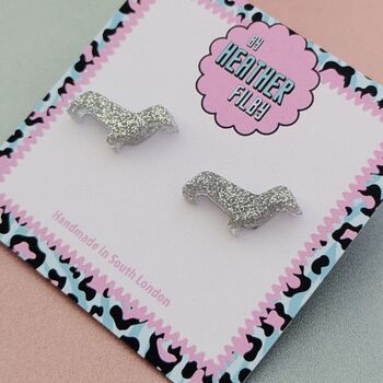 Sausage Dog Glitter Resin Studs, 10 of 12