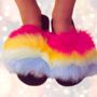 Christmas Slippers Fluffy Rainbow Joy, thumbnail 1 of 4