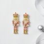 Pink Or Red Nutcracker Statement Christmas Earrings, thumbnail 3 of 6