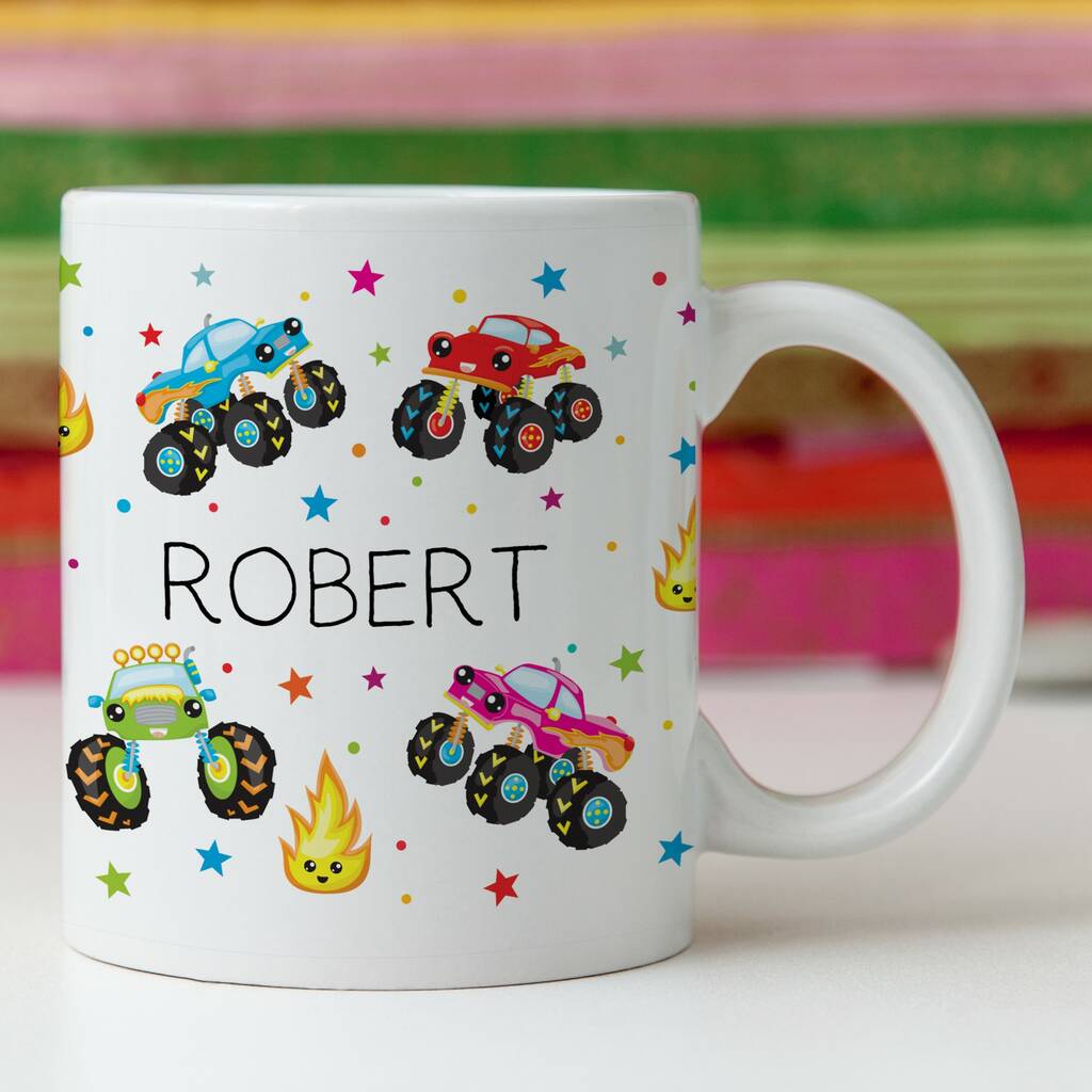 Tuantuyetvoi Back to School Boys First Day of Kindergarten  Monster Truck Cups Acent Coffee Mug 11oz: Coffee Cups & Mugs