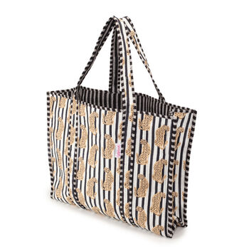 Serendipity Cotton Quilted Tote Bag Leopard, 4 of 5