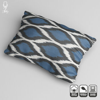 Bohemian Blue And Black 100% Cotton Ikat Cushion Cover, 3 of 5