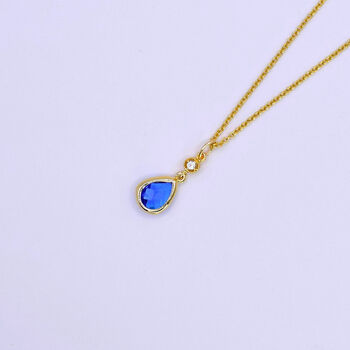 Sapphire Blue Long Teardrop Necklace, 3 of 8