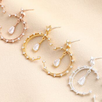Crystal Moon And Teardrop Drop Earrings, 2 of 10