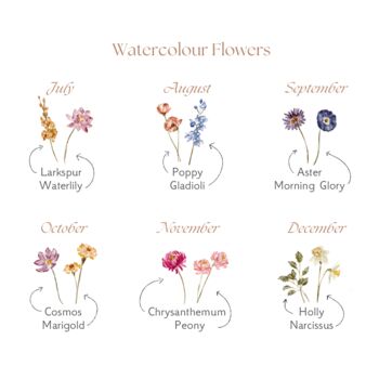 Watercolour Couple Birth Month Flower Print, 5 of 5