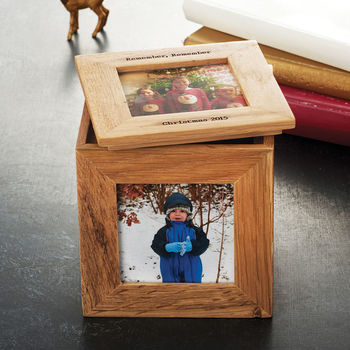 Personalised Oak Photo Cube Keepsake Box, 6 of 7