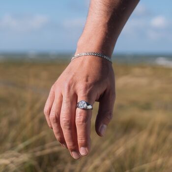 Silver Saint Michael Small Stainless Steel Signet Ring For Men, 2 of 12
