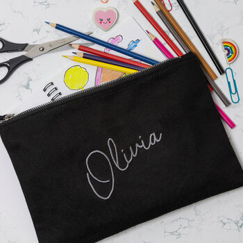 Extra Large Embroidered Pencil Case, 3 of 4
