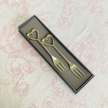 A Pair Of Silver Heart Cake Forks, 4 of 4