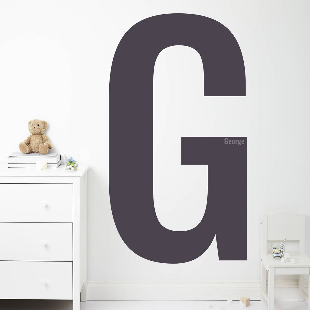 Monochrome Children's Initial And Name Wall Sticker, 1 of 2