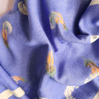 Feather Jacquard Woven Cashmere Blend Scarf, 8 of 12