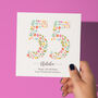 Floral Fun Personalised 55th Birthday Card, thumbnail 1 of 5