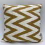 Square Ikat Silk Cushion Gold Zigzag, thumbnail 4 of 10