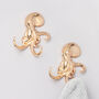 G Decor Set Of Two Gold Octopus Wall Coat Hooks, thumbnail 2 of 4