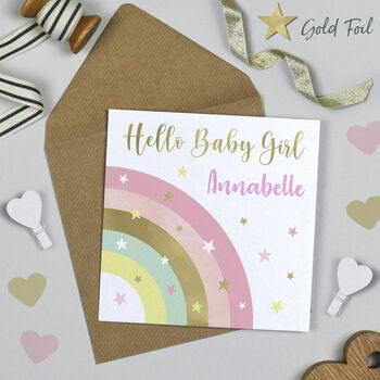 Over The Rainbow Baby Girl Card Pink, 2 of 2