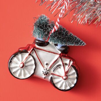 Bicycle With Christmas Tree Shaped Bauble, 2 of 3