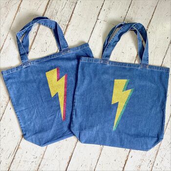 Denim Lightning Bolt Bag, 3 of 4