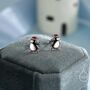 Sterling Silver Cute Penguin With Christmas Hat Stud Earrings, thumbnail 3 of 11