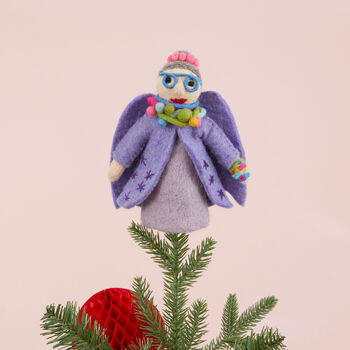 Purple Felt Fairy Godmother Christmas Tree Topper, 2 of 2
