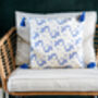 Sakana Fish Pattern Cotton Cushion Cover In Blue, thumbnail 1 of 4