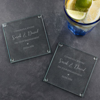 Engraved Anniversary Glass Coaster Set, 2 of 3