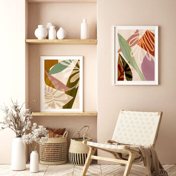 Earth Tone Abstract Leaf Print Set Of Three, 5 of 12