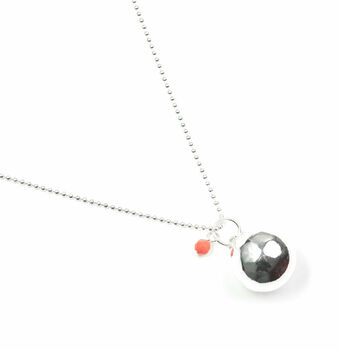 Harmony Ball Pregnancy Necklace With Coral Pearl, 5 of 7
