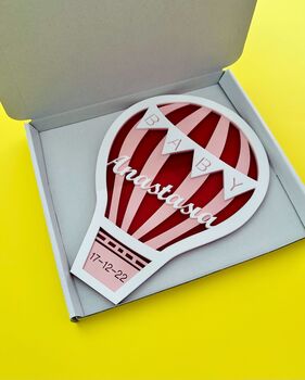 Personalised Hot Air Balloon New Baby Gift Wall Plaque, 10 of 12