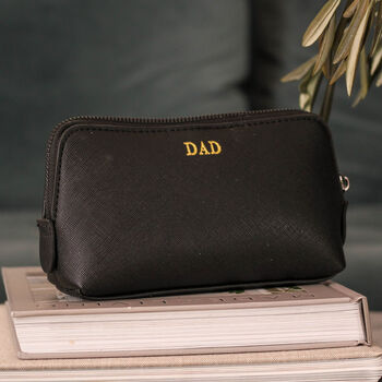 Personalised Dad Black Travel Wash Bag Case, 5 of 6