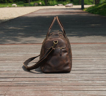 Genuine Leather Weekend Bag In Vintage Look, 4 of 12