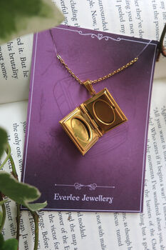 Dragon Book Locket Pendant Necklace Gold And Silver, 5 of 6