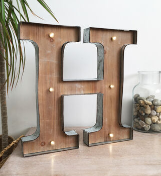 Illuminated ‘H’ For Home Metal Letter Decoration By Over & Over