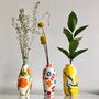Set Of Three Fruity Hand Painted Stem Vases, thumbnail 2 of 7