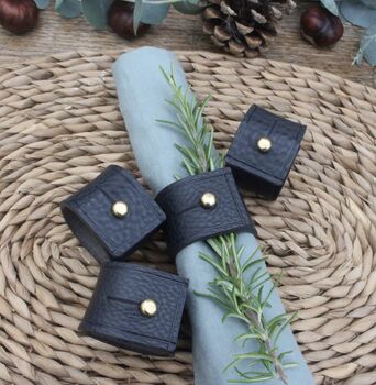 Set Of Leather Napkin Rings, 3 of 7