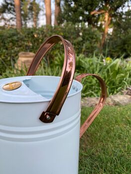 Pair Of Ivory White And Copper Watering Cans, 8 of 11