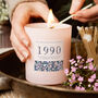 Birth Year Birthday Gift Floral Pink Glass Candle, thumbnail 1 of 10