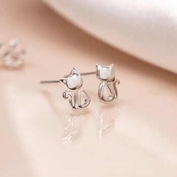 Sterling Silver Sitting Cat Stud Earrings – 8mm, 5 of 7